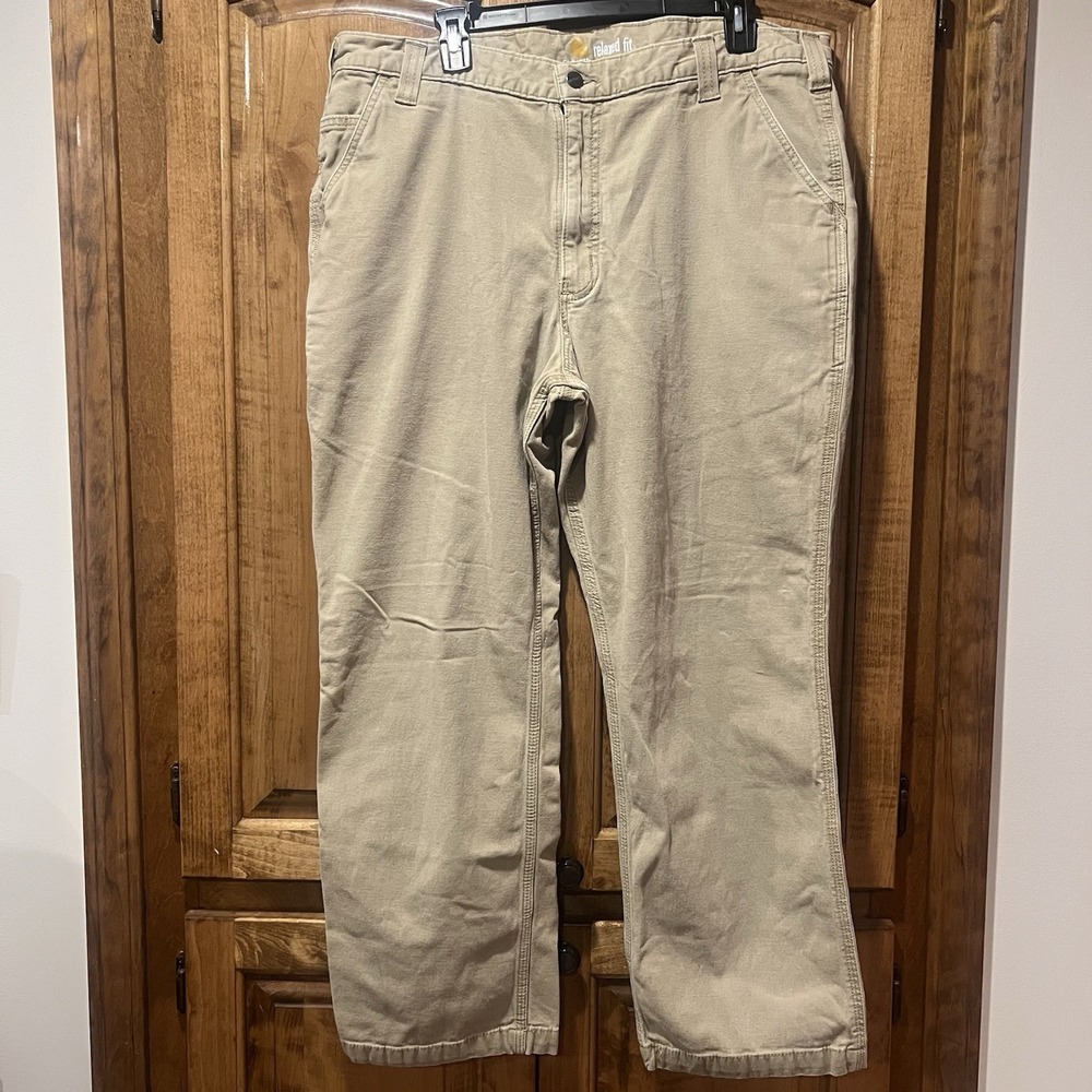 Carhartt Mens 40x30 Work Pants Relaxed Fit Jeans Utility Pocket Tan‎ Heavy Denim